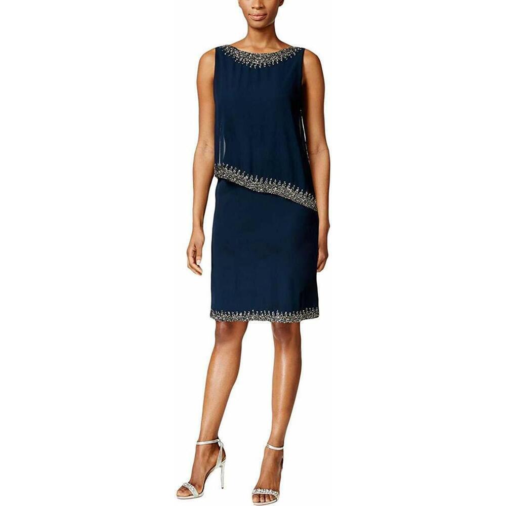 J Kara Sleeveless Bead Trim Popover Dress 270$ SIZE 6